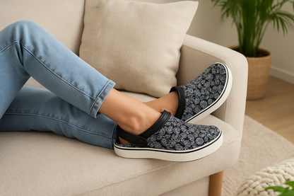 Black Botanical Print Crocs Clog for Adults