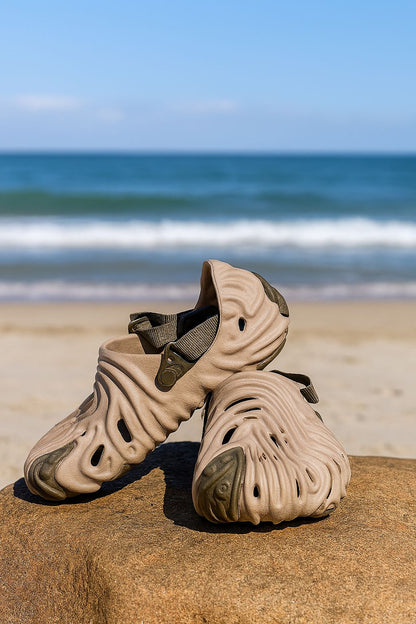 3D Wave Foam Clogs with Adjustable Strap – Matte Black