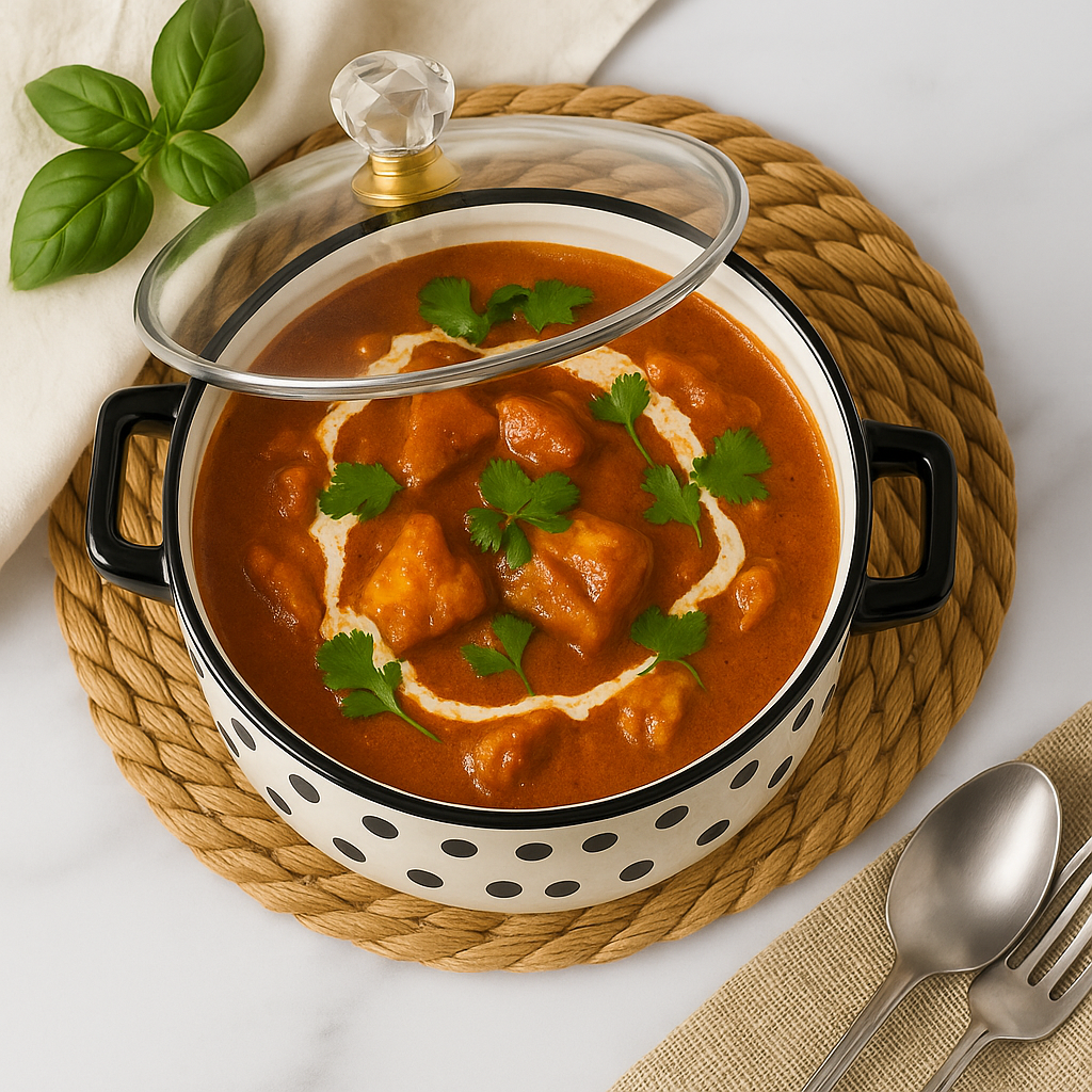 7" Ceramic Casserole Bowl with Lid – Polka Dot Design, Crystal-Style Knob