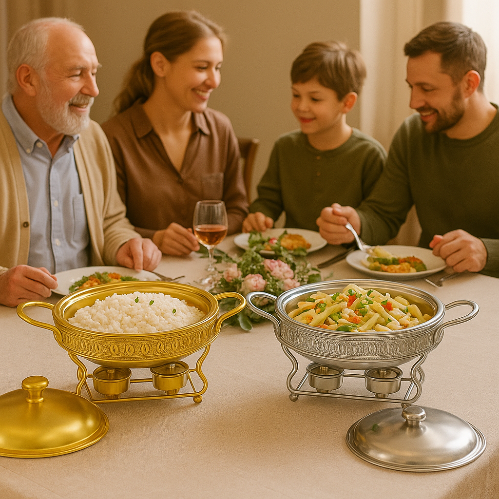 Elegant Stainless Steel Chafing Dish Food Warmer – Gold & Silver Options