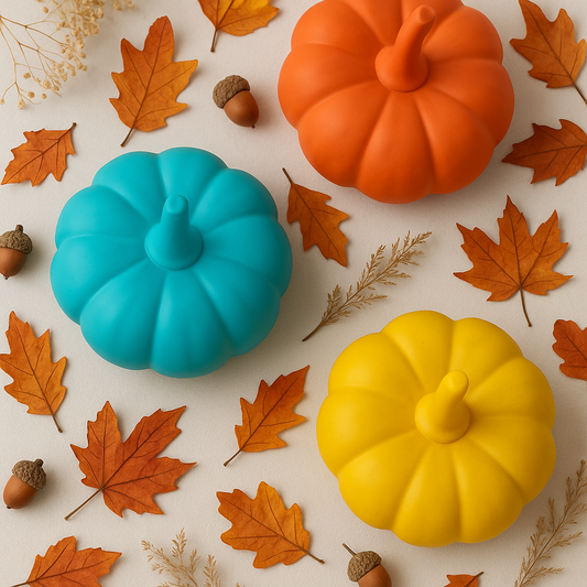 Colorful Matte Ceramic Pumpkins – 5" Tall, 6" Wide – Fall & Halloween Decor