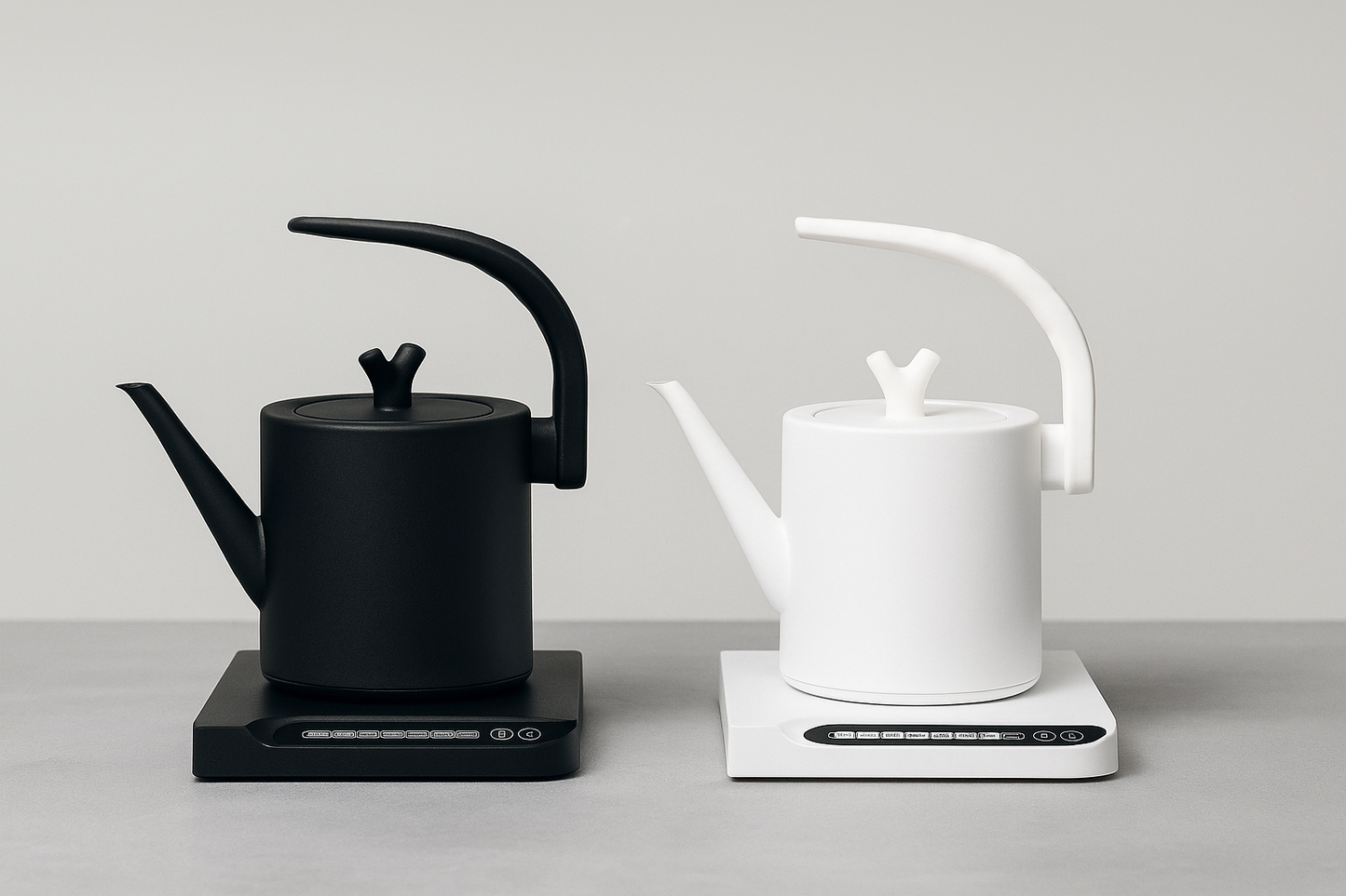 Minimalist Electric Kettle with Base – 1L Matte White & Matte Black