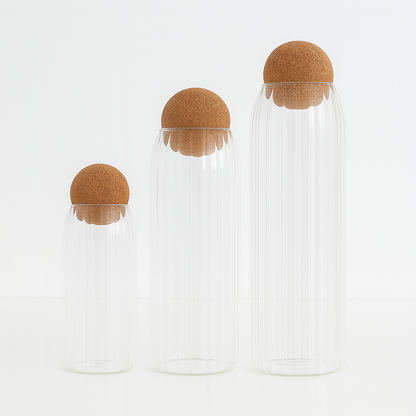 Minimalist Glass Storage Bottles with Cork Lid