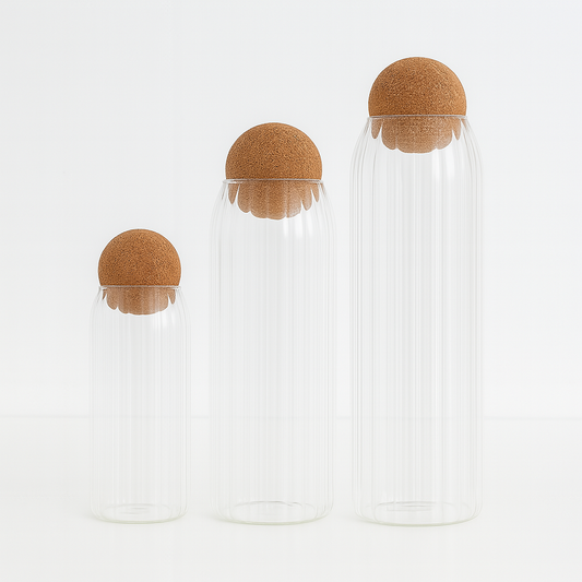 Minimalist Glass Storage Bottles with Cork Lid