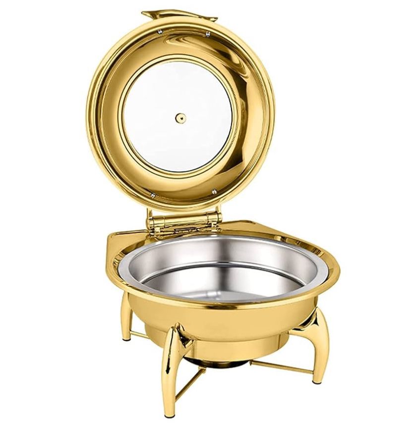 6L Gold Chafing Dish Buffet Warmer – Stainless Steel with Lid & Fuel Holder