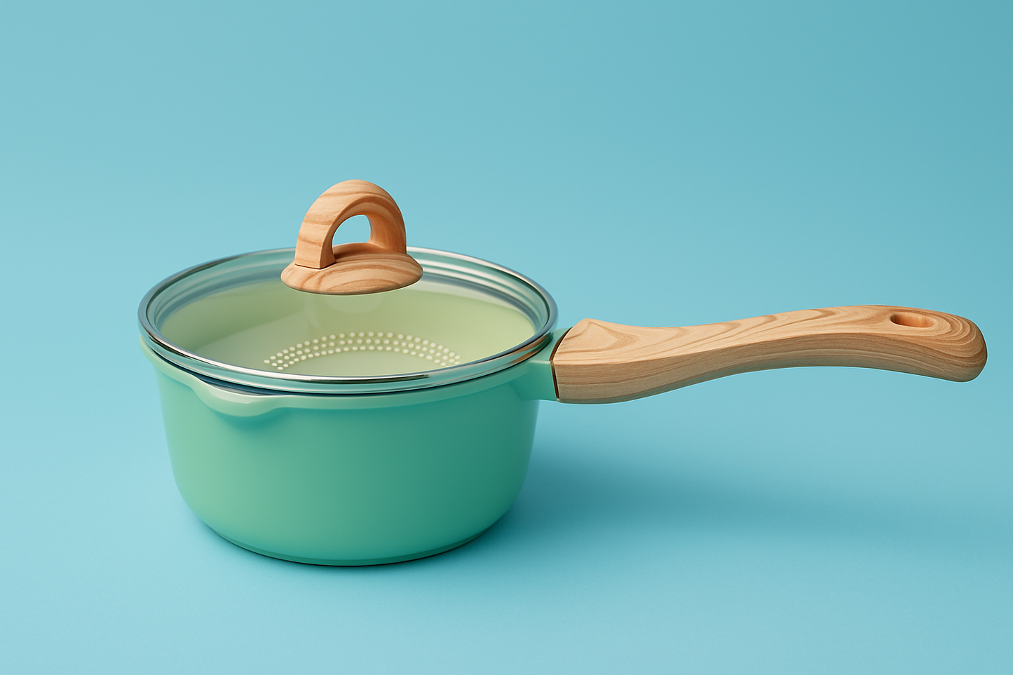 Non-Stick 8" Saucepan with Wooden Handle & Glass Lid – 2.5L Capacity