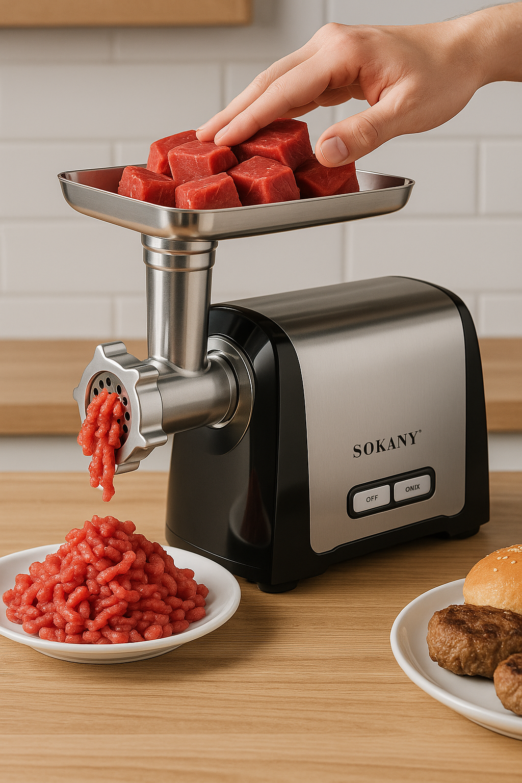 Sokany SK-088 3200W Stainless Steel Electric Meat Grinder – Heavy Duty with Safety Shut-Off