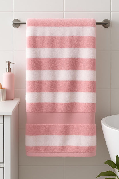 Luxury Spa-Inspired two-colour Striped Bath Towel Set – Soft, Absorbent &amp; Stylish