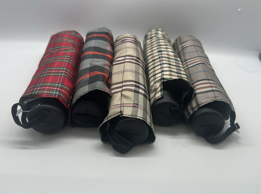 Paradise Foldable UV Umbrella – UPF50+ Sun Protection, Plaid Design