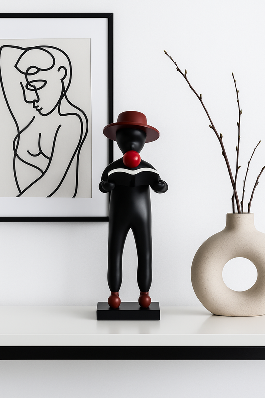 Modern Clown Figurine with Book – 18.8" Tall