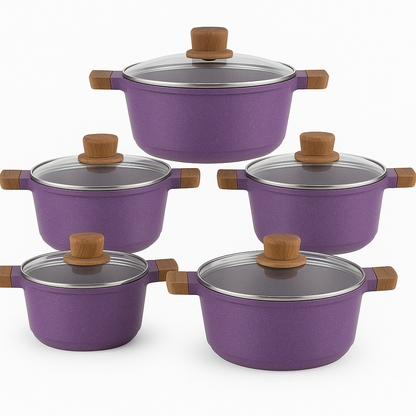 Realchef 10-Piece Granite Coating Casserole Set with Glass Lids