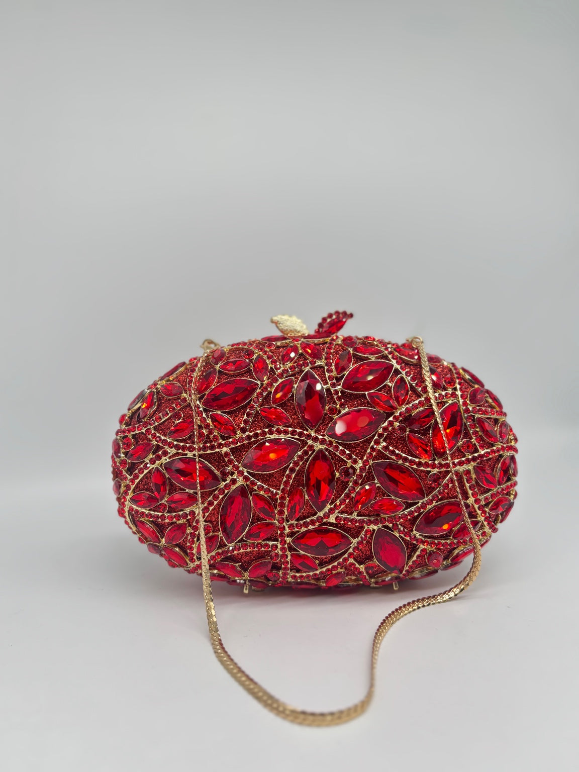 LuxuryCrystal Apple Clutch Bag with Gold Chain