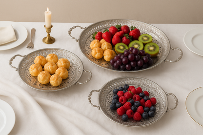 Textured Silver Trays – 13", 15.5", 17"