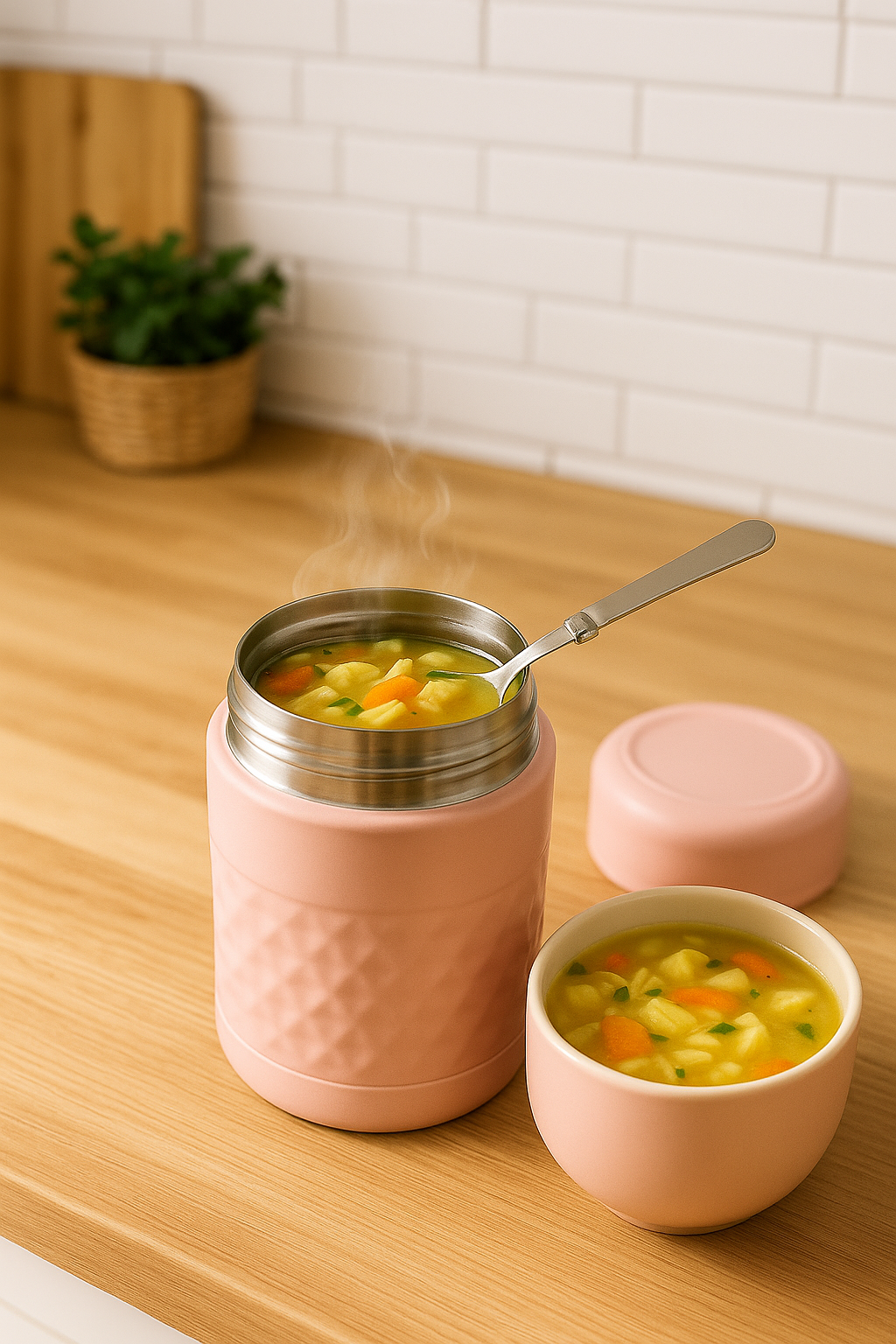 Thermal Food Flask – Hot & Cold Insulated Jar with Foldable Spoon