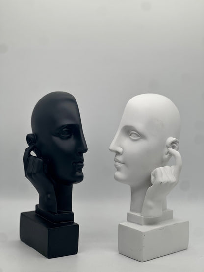 Modern Abstract Half-Face Sculptures – Pottery Clay, 8.5” Decorative Art