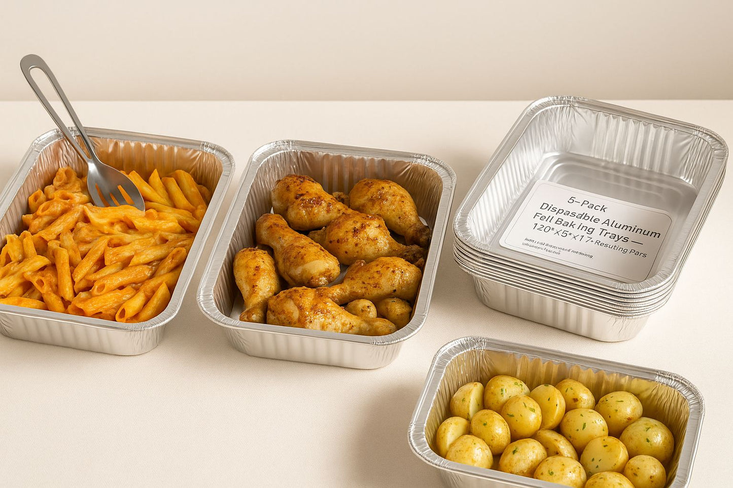 6-Pack Disposable Aluminum Foil Baking Trays – 12.6" x 8" x 1.7" Roasting Pans