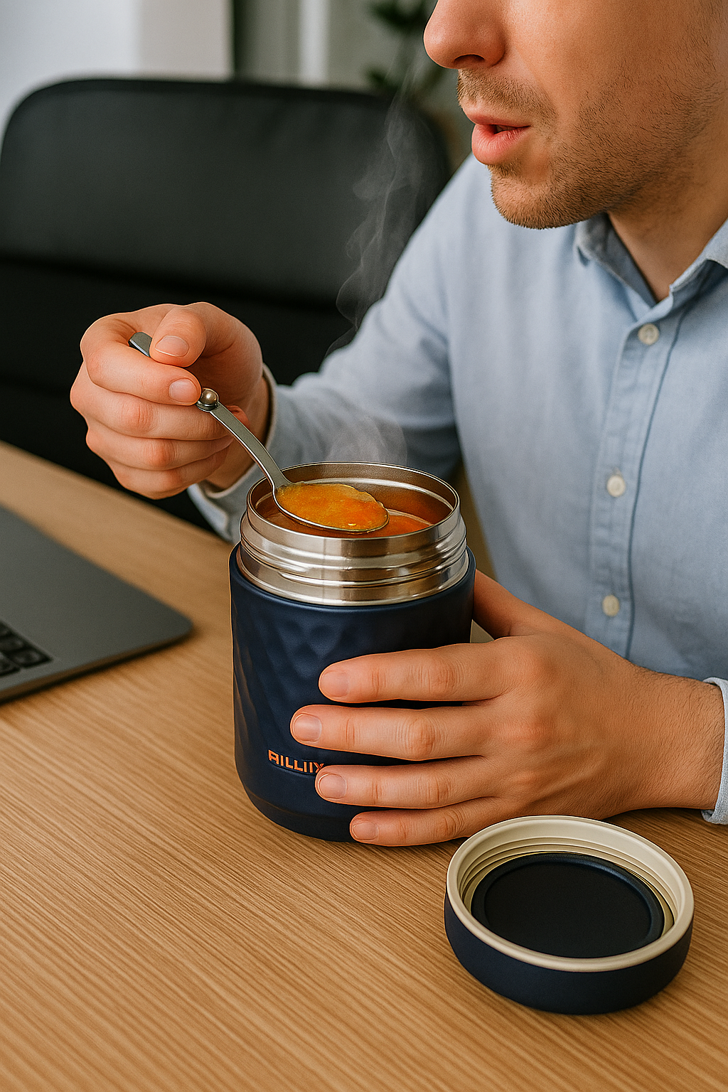 Thermal Food Flask – Hot & Cold Insulated Jar with Foldable Spoon