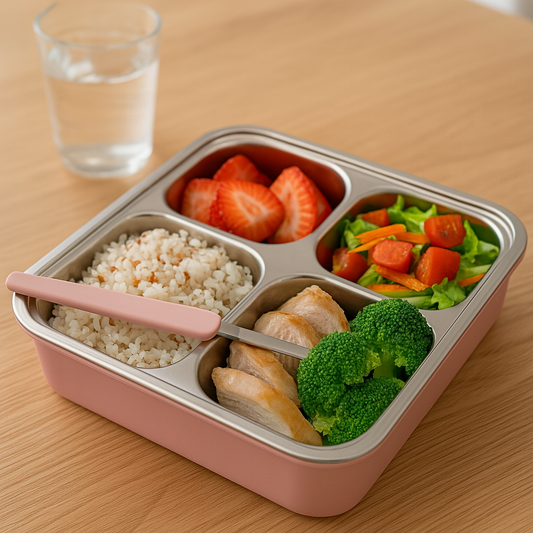 Multi-Compartment Stainless Steel Bento Lunch Box with Mobile Holder & Spoon – Leakproof & BPA-Free