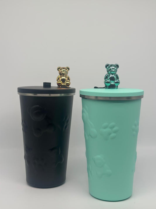 Cute Teddy Bear Insulated Tumbler with Lid – 500ml