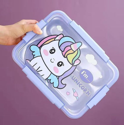 Kids Stainless Steel Lunch Box with Cute Cartoon Design – 1000ml