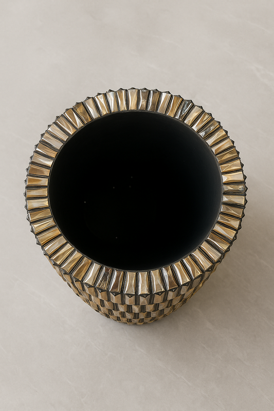 Tall Pottery Clay Vase with Handcrafted Resin Art – Natural Textured Finish