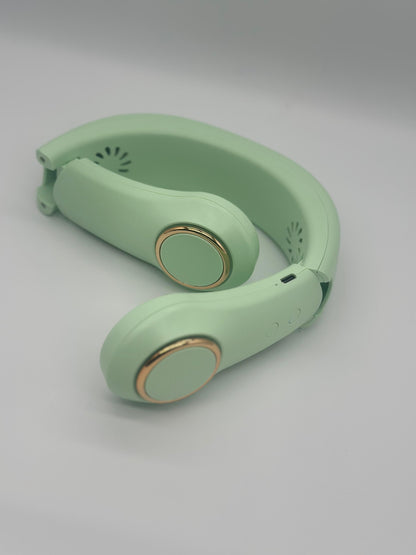 Rechargeable Quad-Core Neck Fan – 4-Speed Wearable Cooling for Travel, Gym, Outdoor