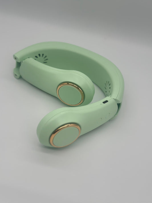 Rechargeable Quad-Core Neck Fan – 4-Speed Wearable Cooling for Travel, Gym, Outdoor